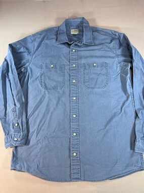 L.L. Bean Slightly Fitted Chambray Button Shirt Men’s L Tall Blue Long Sleeve
